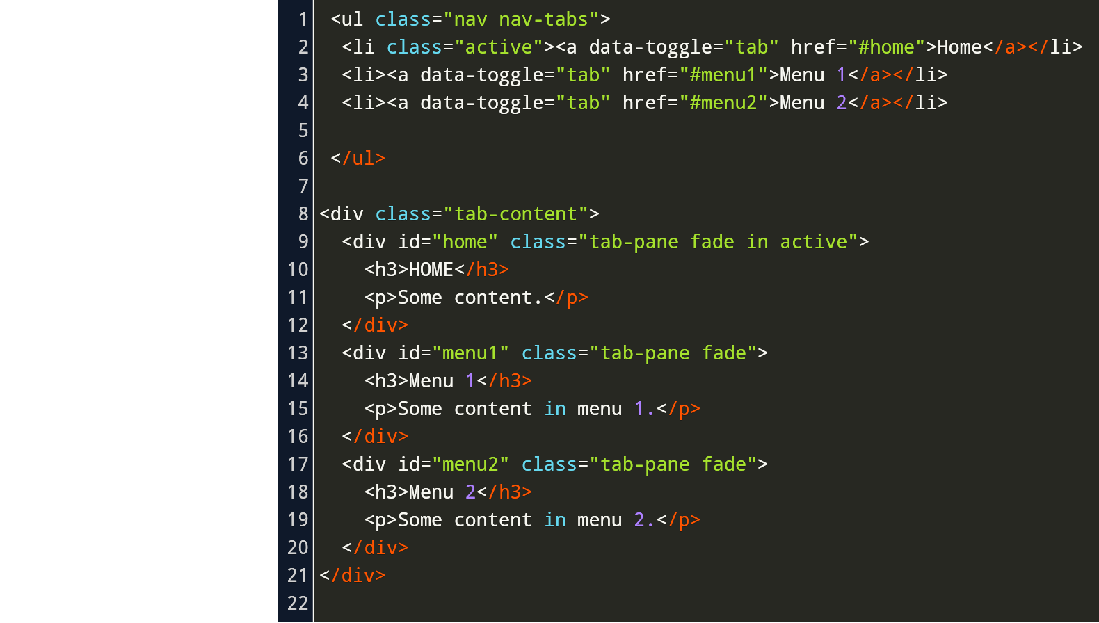 bootstrap tab menu example Code Example