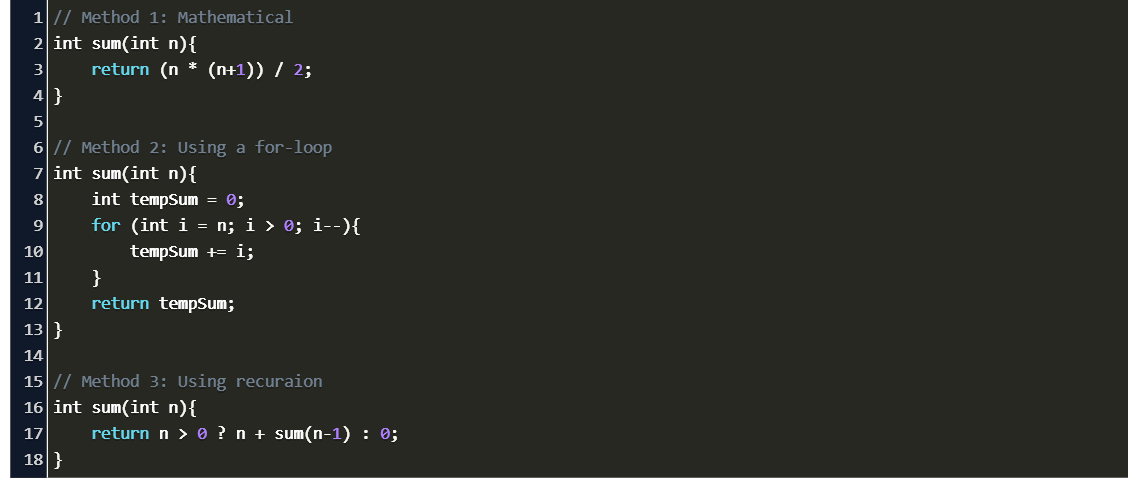 C Sum Of All Numbers Up To A Number Code Example