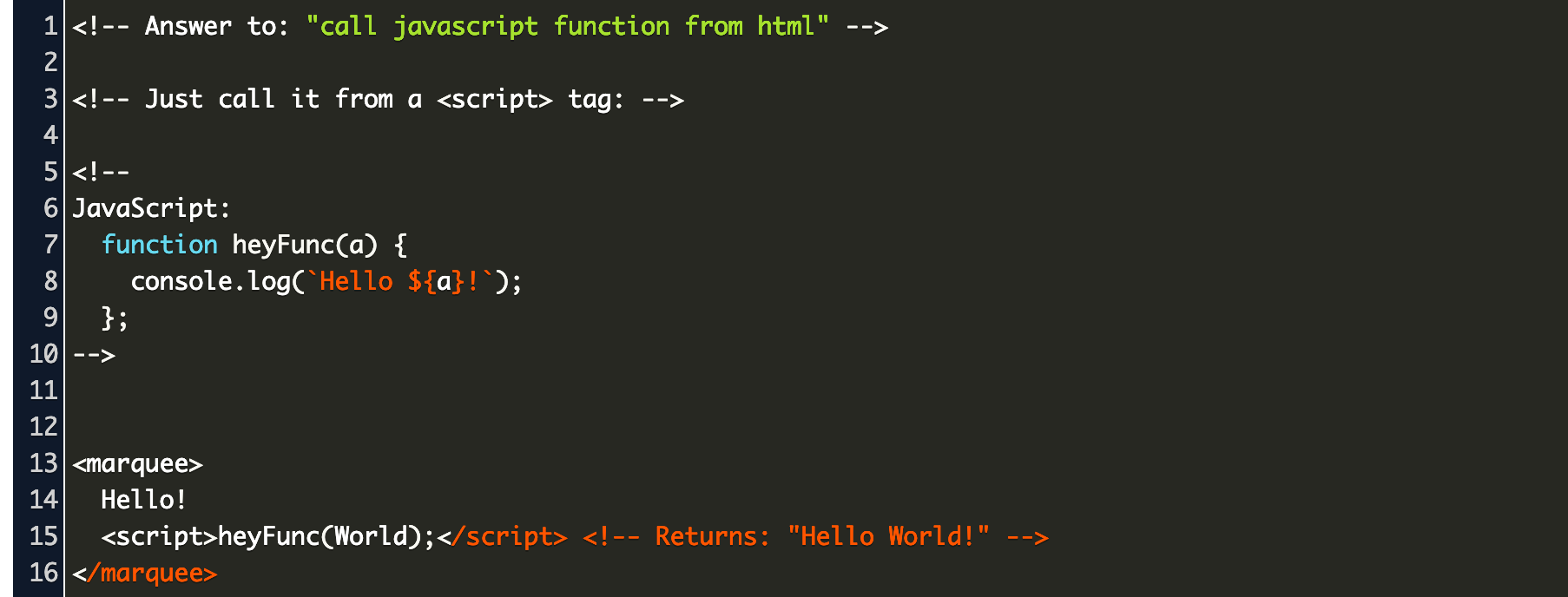 call javascript function from html Code Example