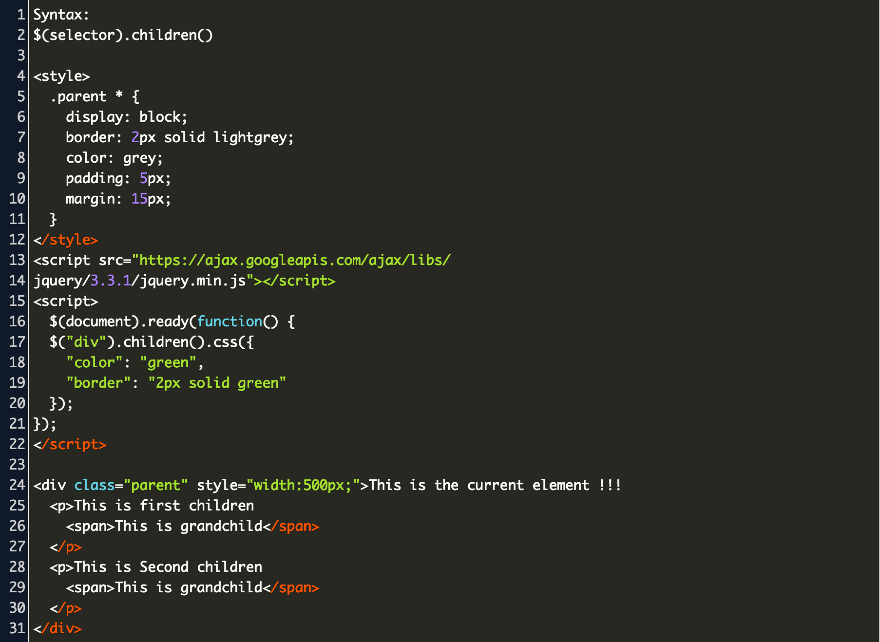 closest child jquery Code Example