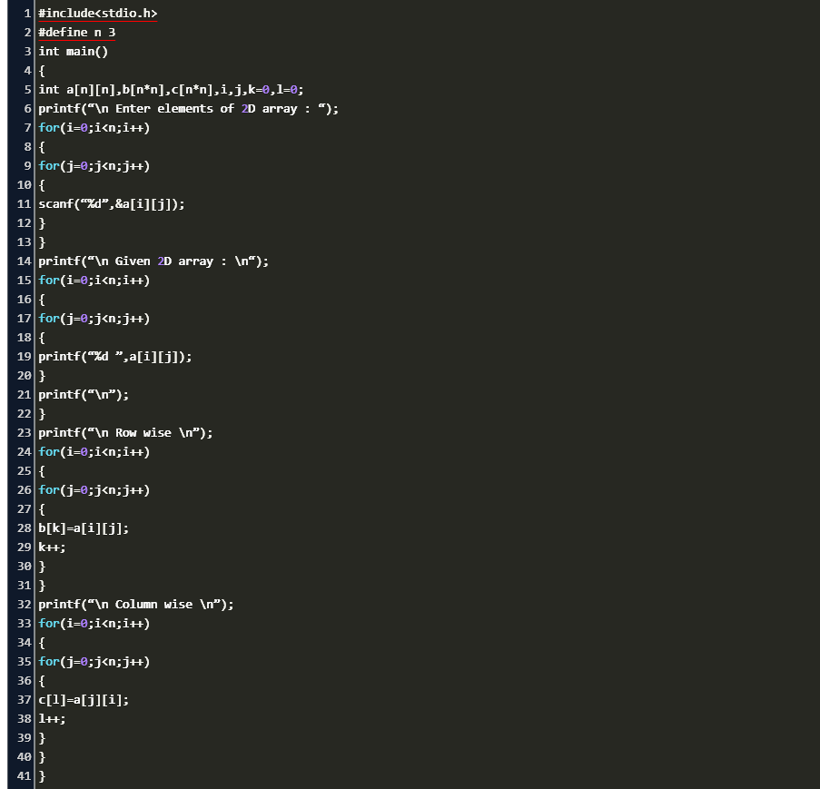 Convert 2d Array To 1d In C Code Example