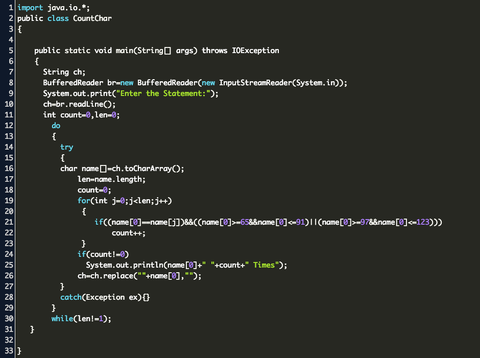 Counting Repeated Characters In A String In Java Code Example