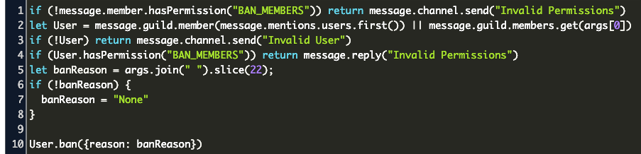 Discord Js Kick Command Code Example - roblox discord ban