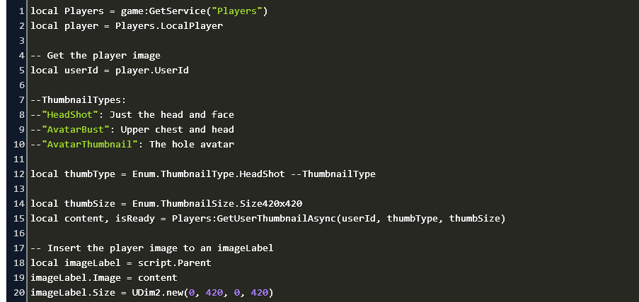 Display Players Image Roblox Code Example - roblox the purge script