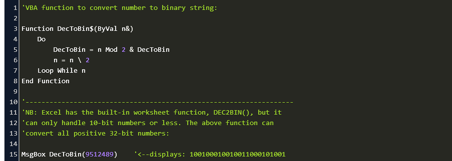 what is option binary in vba