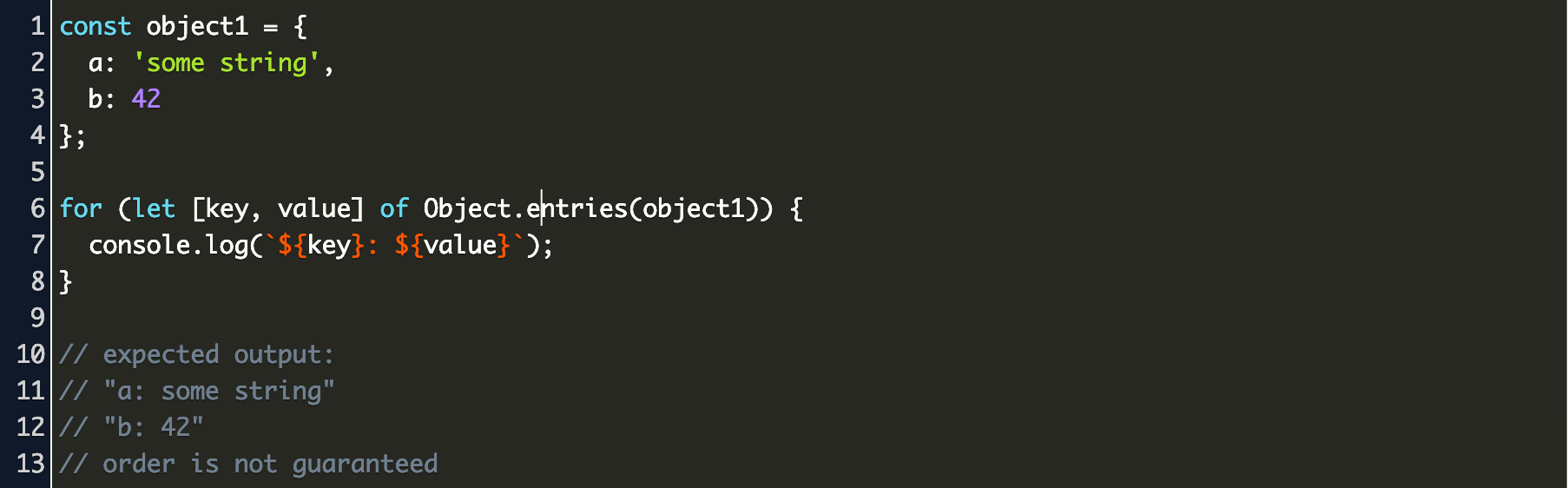 for const key value of object.entries Code Example