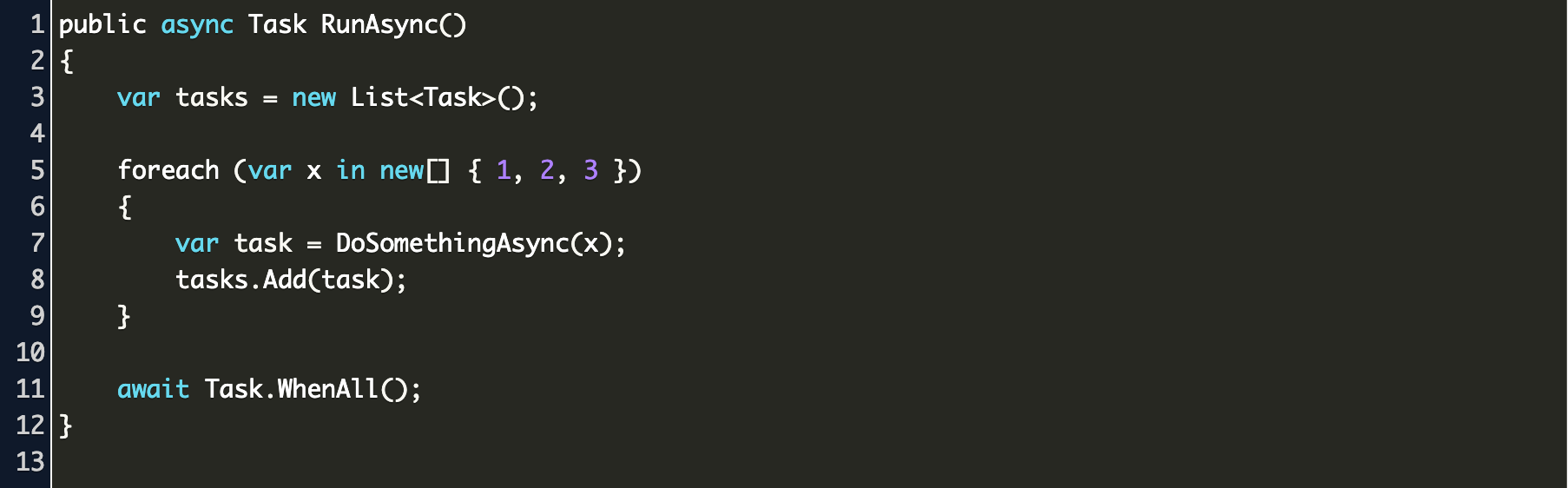 foreach loop inside async await Code Example