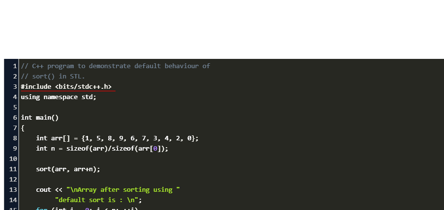 Function To Sort Array In C Code Example