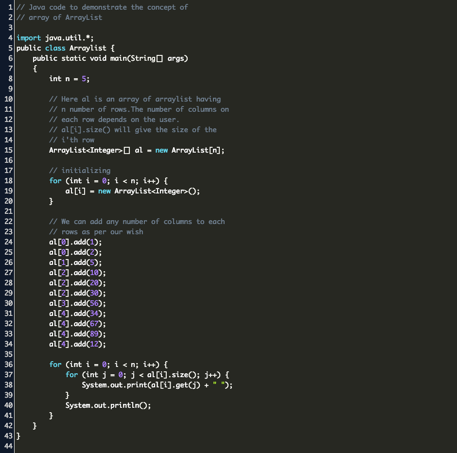 How To Create An Array Of Arraylist In Java Code Example - roblox elemental wars dice code