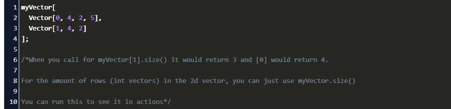 how to get size of 2d vector in c++ Code Example