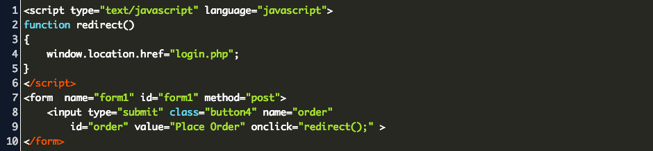 How To Redirect To Another Page In Javascript On Submit Type Code Example