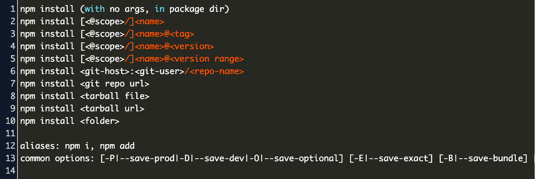 npm install package with version syntax