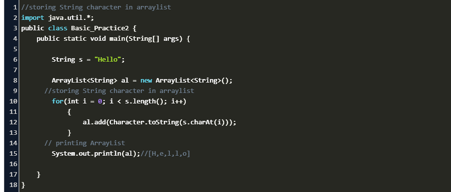 Java Char Arraylist Code Example