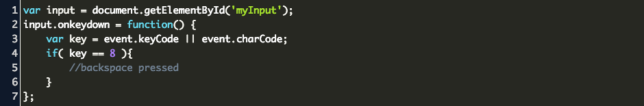 Javascript Detect Backspace Code Example