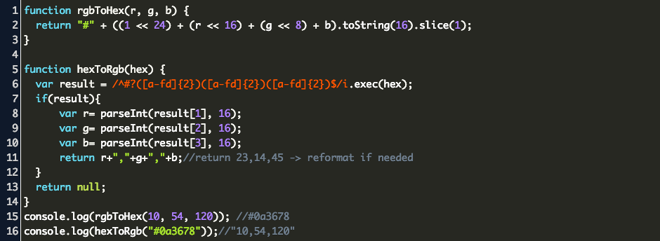 Javascript Hex To Rgb Code Example