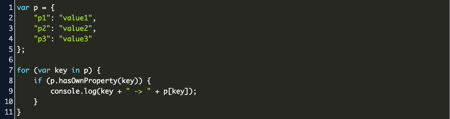 javascript json key value loop Code Example