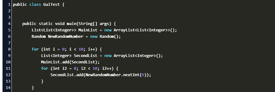 Nested List In Java Code Example