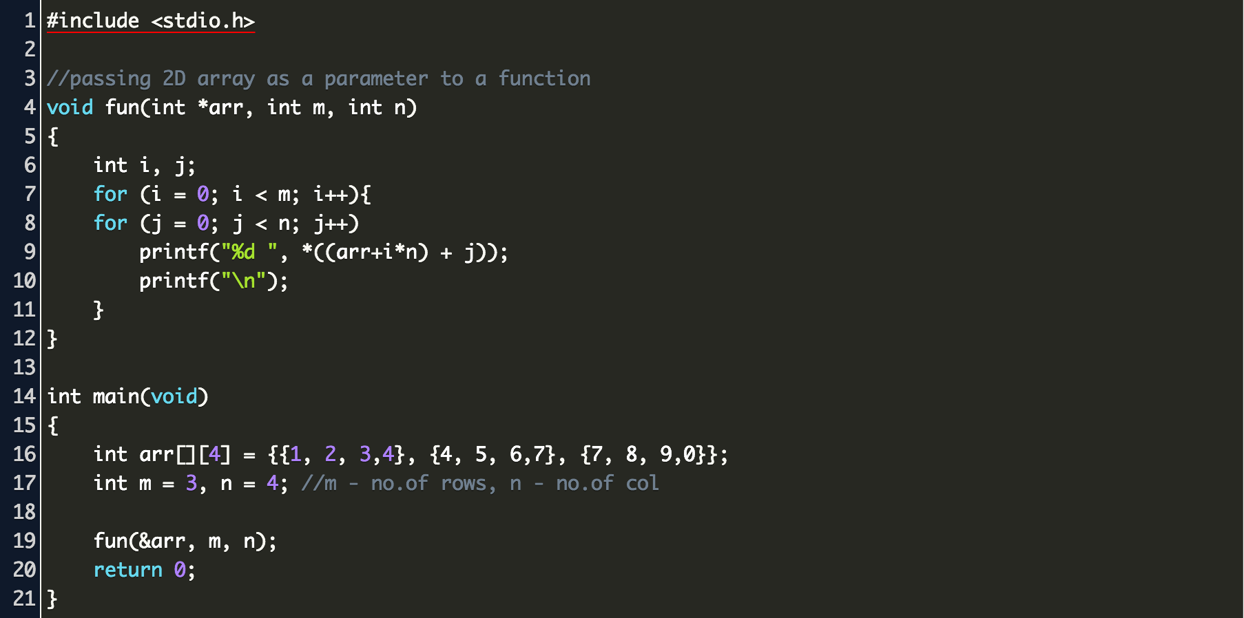 Как в c пишется код с ВОЙД функциями.