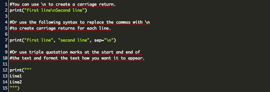 Print Multiple Lines Python Code Example