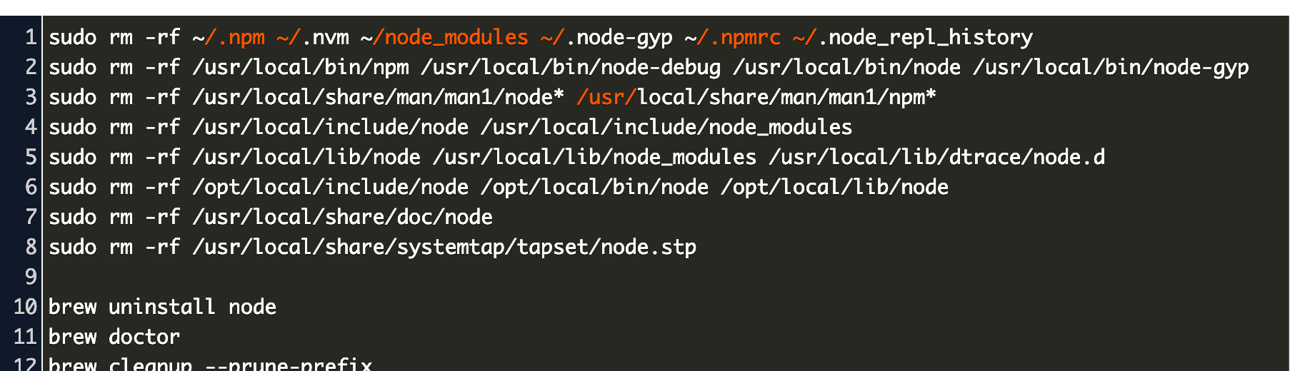remove node modules from mac Code Example