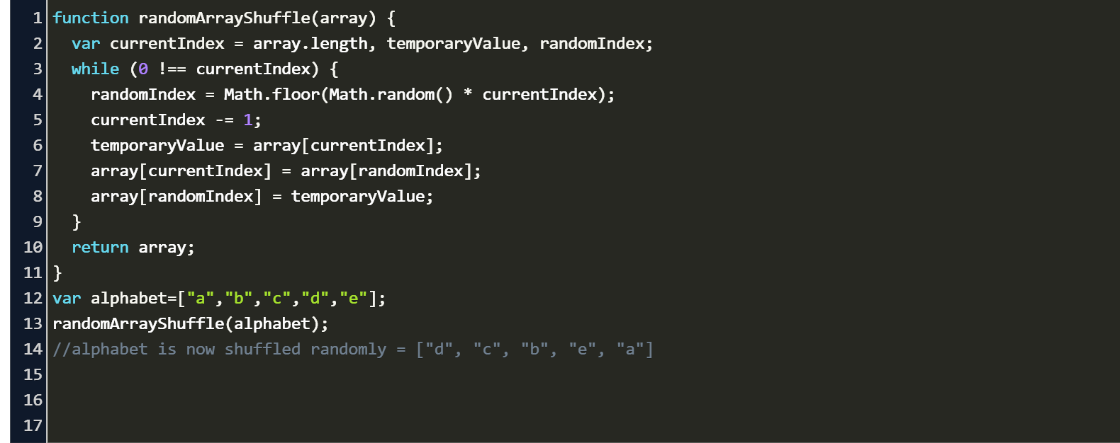 shuffle array values typescript Code Example