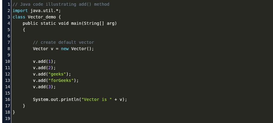 Vector In Java Code Example