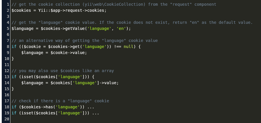 Запрос cookies. Как передаются cookies. The view file does not exist: in yii2.